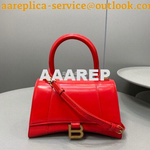 Replica Balenciaga Hourglass Top Handle Bag In Red Shiny Box Calfskin 9