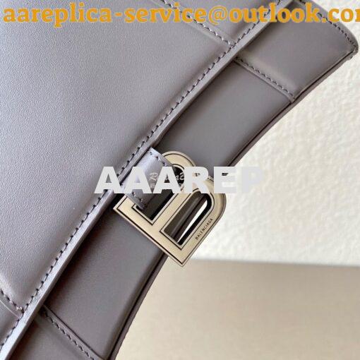 Replica Balenciaga Hourglass Top Handle Bag In Grey Shiny Box Calfskin 4