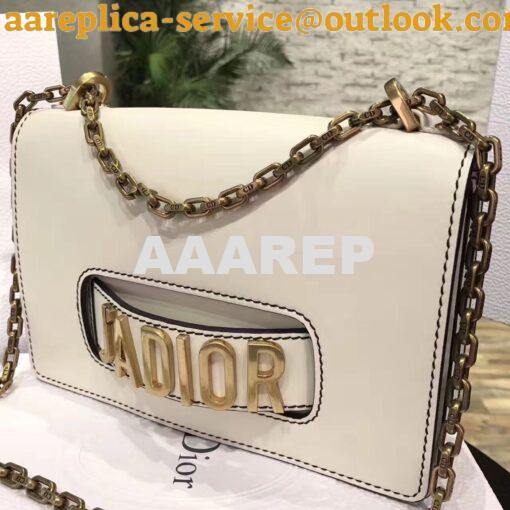Replica Dior J'ADIOR Flap Bag With Chain in Calfskin White 3
