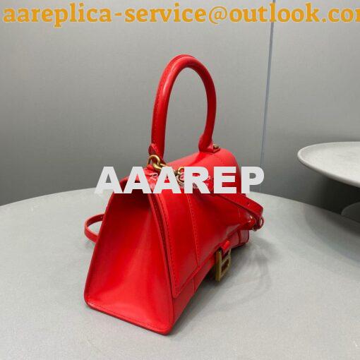 Replica Balenciaga Hourglass Top Handle Bag In Red Shiny Box Calfskin 11