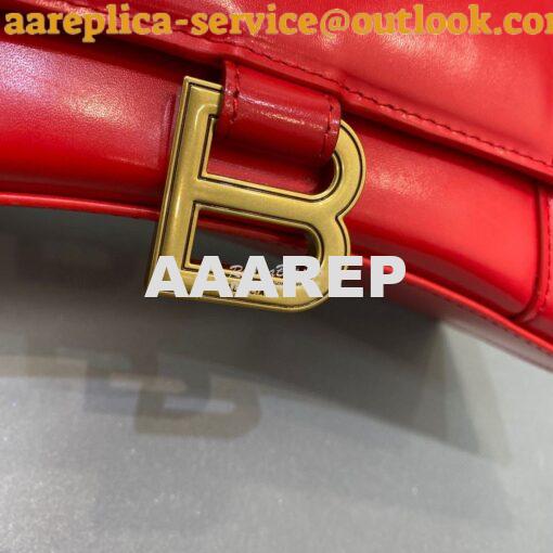 Replica Balenciaga Hourglass Top Handle Bag In Red Shiny Box Calfskin 12