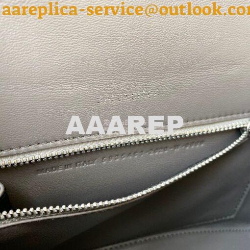 Replica Balenciaga Hourglass Top Handle Bag In Grey Shiny Box Calfskin 7