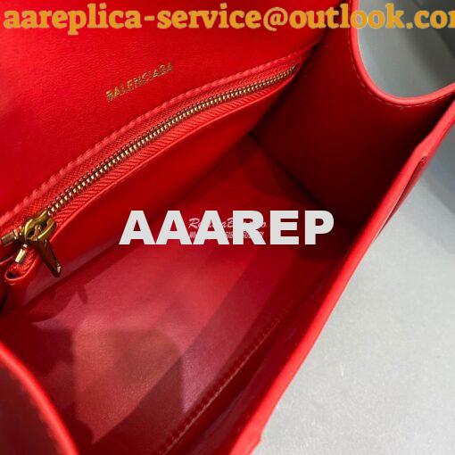 Replica Balenciaga Hourglass Top Handle Bag In Red Shiny Box Calfskin 13