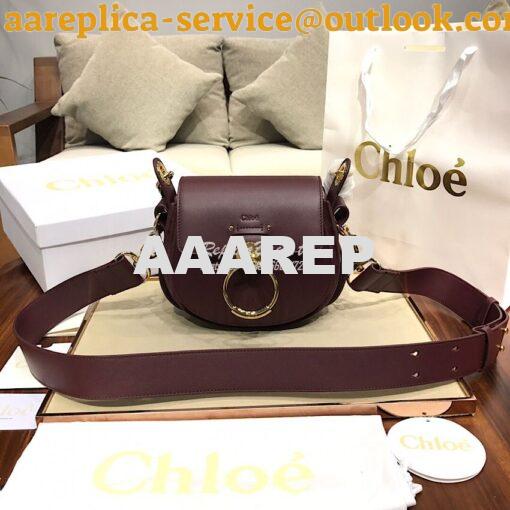 Replica Chloe Tess Bag in Shiny and Suede Leather 3727 Wine