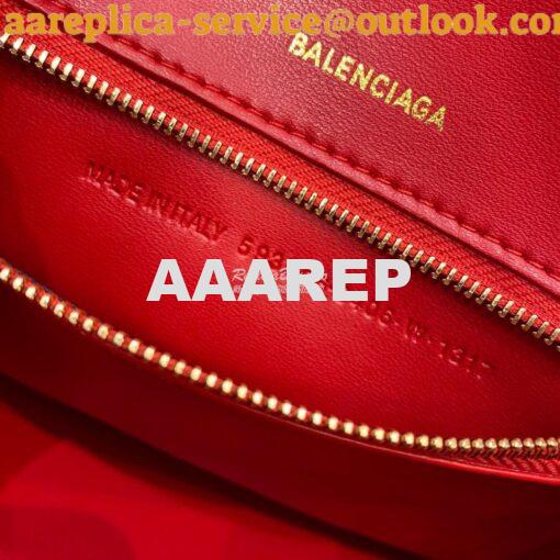 Replica Balenciaga Hourglass Top Handle Bag In Red Shiny Box Calfskin 14