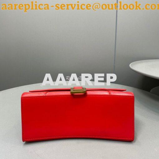 Replica Balenciaga Hourglass Top Handle Bag In Red Shiny Box Calfskin 15