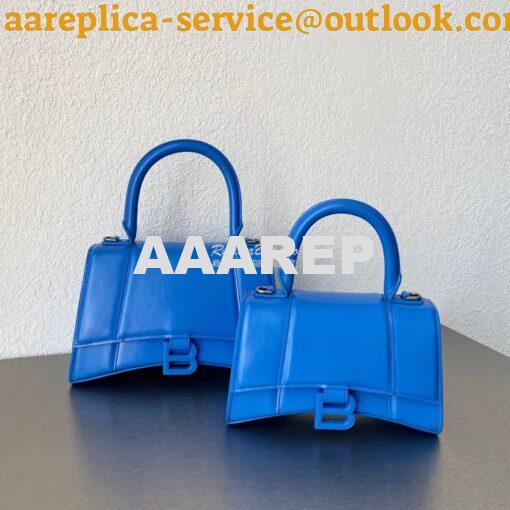 Replica Balenciaga Hourglass Top Handle Bag In Electric Blue Shiny Box