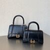 Replica Balenciaga Hourglass Top Handle Bag In Black Shiny Box Calfski