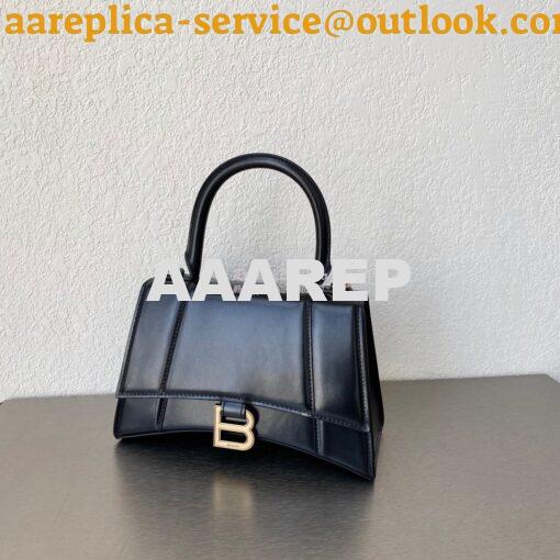 Replica Balenciaga Hourglass Top Handle Bag In Black Shiny Box Calfski 3