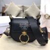 Replica Chloe Tess Bag in Shiny and Suede Leather 3727 Black