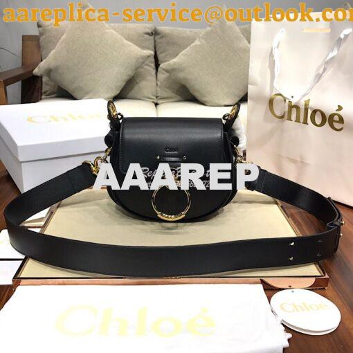Replica Chloe Tess Bag in Shiny and Suede Leather 3727 Black 2