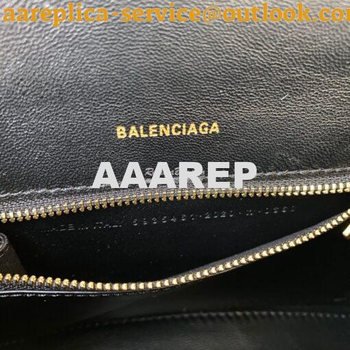 Replica Balenciaga Hourglass Top Handle Bag In Black Shiny Box Calfski 6
