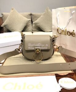 Replica Chloe Tess Bag in Shiny and Suede Leather 3727 Grey