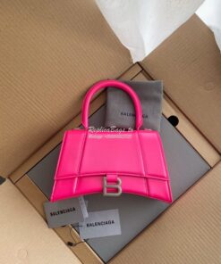 Replica Balenciaga Hourglass Top Handle Bag In Pink Shiny Box Calfskin 2