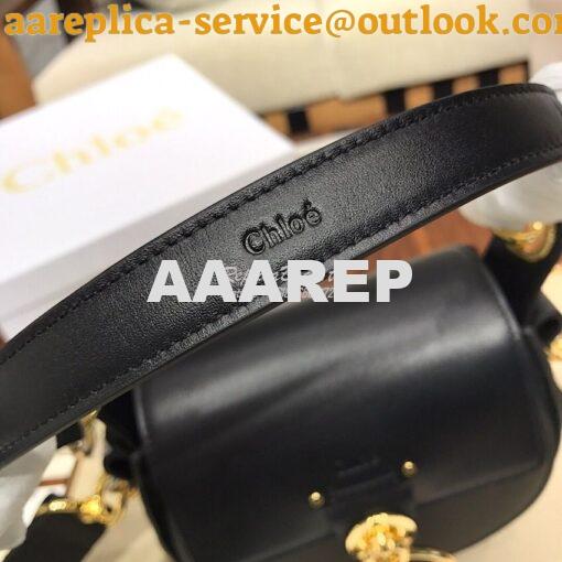 Replica Chloe Tess Bag in Shiny and Suede Leather 3727 Black 7