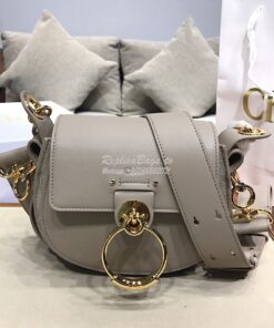 Replica Chloe Tess Bag in Shiny and Suede Leather 3727 Grey 2