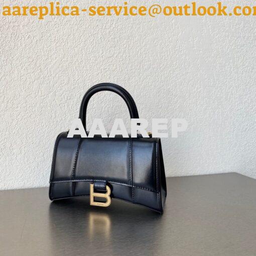 Replica Balenciaga Hourglass Top Handle Bag In Black Shiny Box Calfski 9