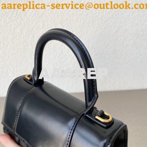 Replica Balenciaga Hourglass Top Handle Bag In Black Shiny Box Calfski 10