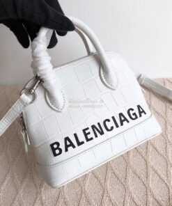 Replica Balenciaga Ville Top Handle Bag In White Crocodile Emboosed Ca 2