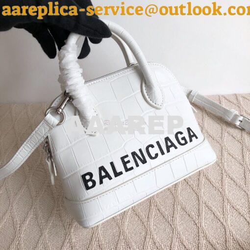 Replica Balenciaga Ville Top Handle Bag In White Crocodile Emboosed Ca 2