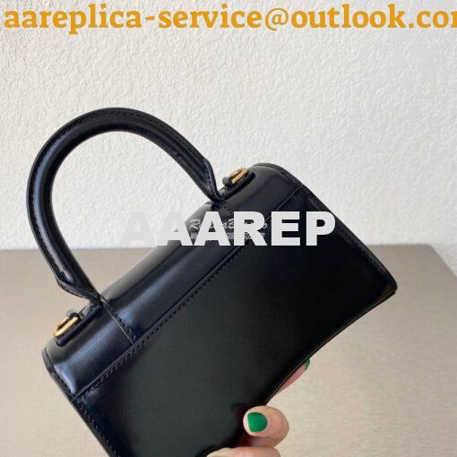 Replica Balenciaga Hourglass Top Handle Bag In Black Shiny Box Calfski 12