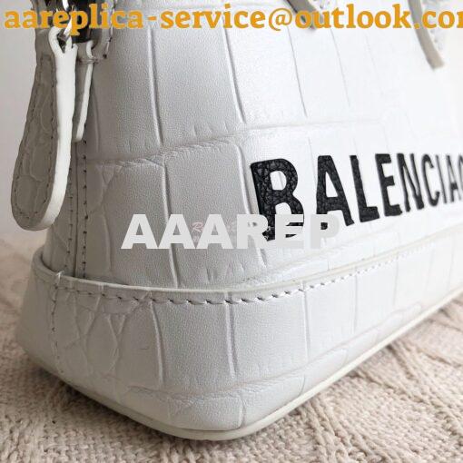 Replica Balenciaga Ville Top Handle Bag In White Crocodile Emboosed Ca 3