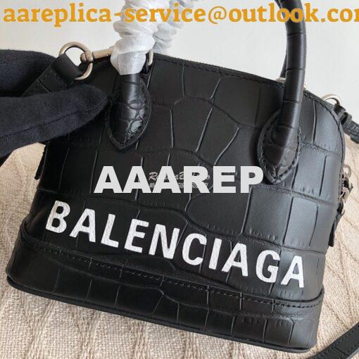 Replica Balenciaga Ville Top Handle Bag In Black Crocodile Emboosed Ca 2