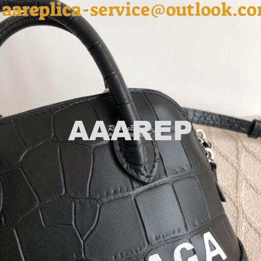 Replica Balenciaga Ville Top Handle Bag In Black Crocodile Emboosed Ca 3