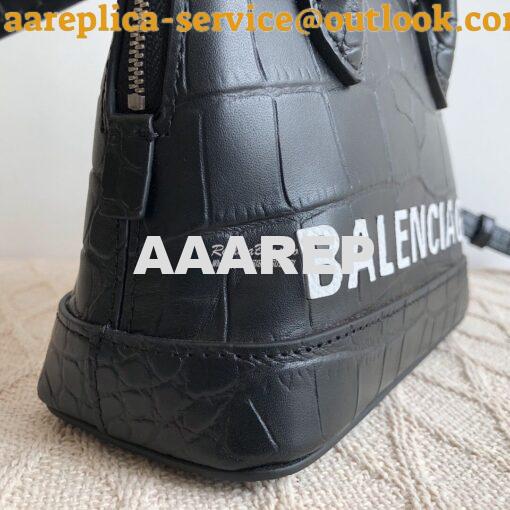 Replica Balenciaga Ville Top Handle Bag In Black Crocodile Emboosed Ca 4