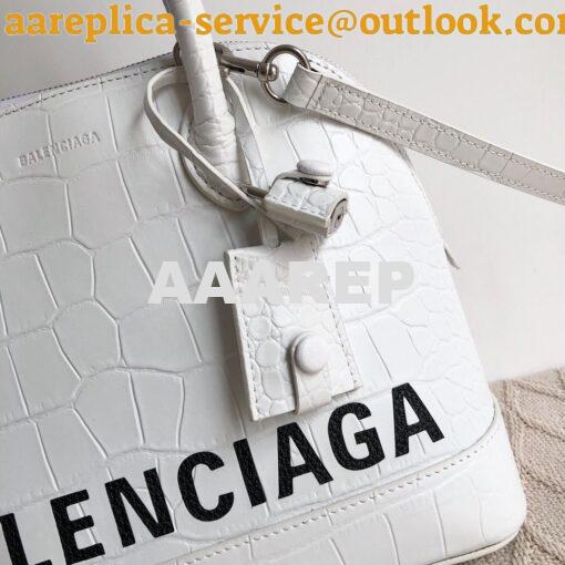 Replica Balenciaga Ville Top Handle Bag In White Crocodile Emboosed Ca 8