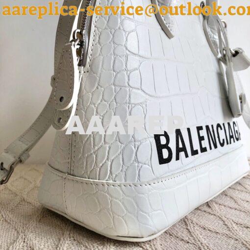 Replica Balenciaga Ville Top Handle Bag In White Crocodile Emboosed Ca 9