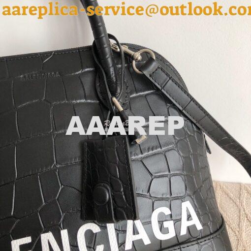 Replica Balenciaga Ville Top Handle Bag In Black Crocodile Emboosed Ca 9