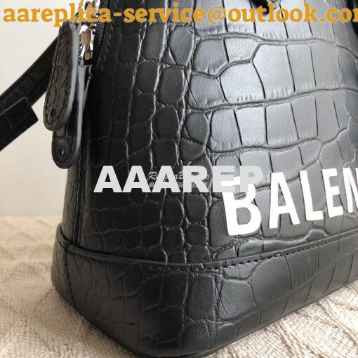 Replica Balenciaga Ville Top Handle Bag In Black Crocodile Emboosed Ca 10