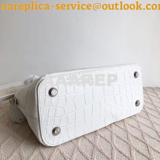 Replica Balenciaga Ville Top Handle Bag In White Crocodile Emboosed Ca 13