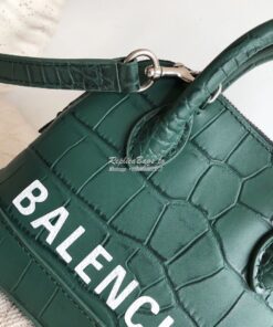 Replica Balenciaga Ville Top Handle Bag In Dark Green Crocodile Emboos 2