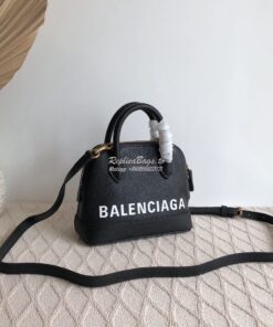 Replica Balenciaga Ville Top Handle Bag In Black Small Grain Calfskin