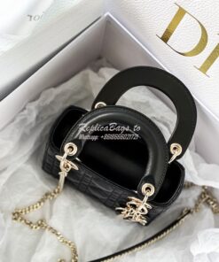 Replica Dior Lady Dior in Black Lambskin 2