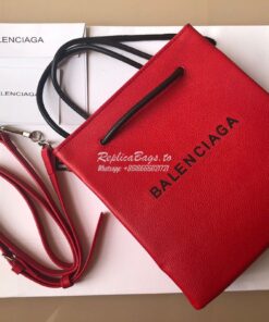 Replica Balenciaga Printed Textured-Leather Shopping Tote XXS Red
