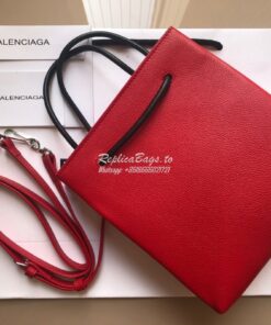 Replica Balenciaga Printed Textured-Leather Shopping Tote XXS Red 2