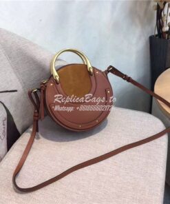 Replica Chloe Pixie small brown leather and suede shoulder bag