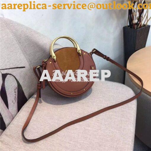 Replica Chloe Pixie small brown leather and suede shoulder bag