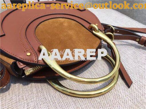 Replica Chloe Pixie small brown leather and suede shoulder bag 5