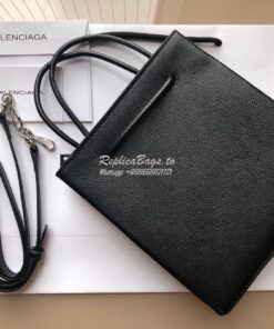 Replica Balenciaga Printed Textured-Leather Shopping Tote XXS Black 2