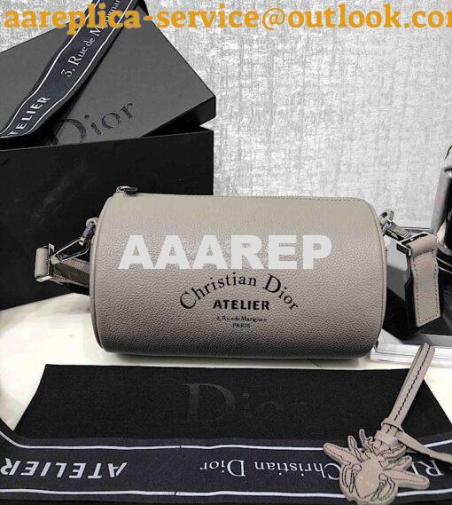 Replica Dior Beige Grained Calfskin "Roller" Pouch With "Atelier" Prin