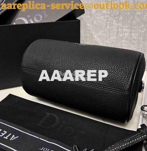 Replica Dior Black Grained Calfskin "Roller" Pouch With "Atelier" Prin 9
