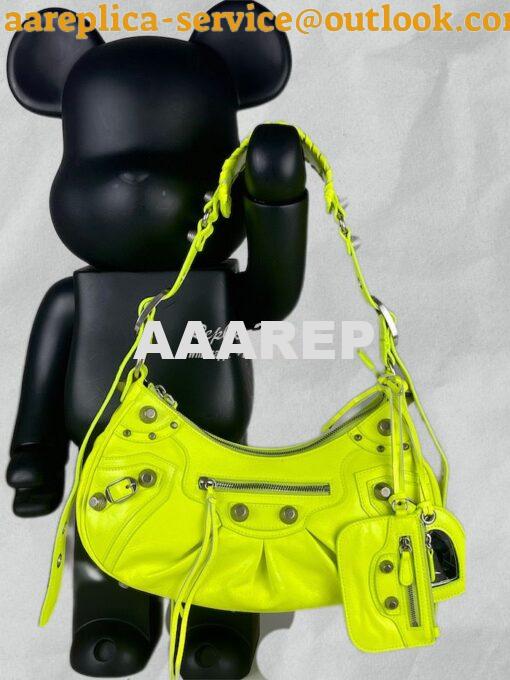Replica Balenciaga Le Cagole XS S Shoulder Bag in Lambskin Neon Yellow 2