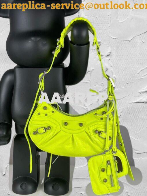 Replica Balenciaga Le Cagole XS S Shoulder Bag in Lambskin Neon Yellow 3