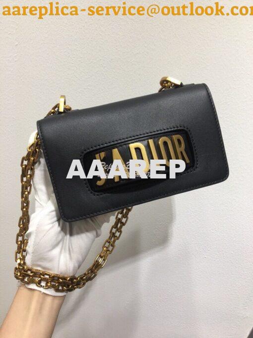 Replica Dior Mini J'adior Flap Bag In Black Smooth Calfskin