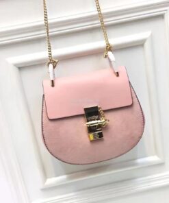 Replica Chloe Drew Shoulder bag Smooth and Suede Calfskin Pink Replica Chloe Drew Shoulder bag Smooth and Suede Calfskin Pink