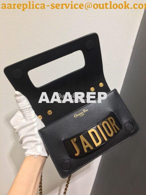 Replica Dior Mini J'adior Flap Bag In Black Smooth Calfskin 6